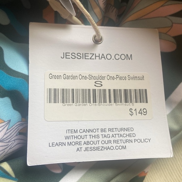 Jessie Zhao New York Women's Green Garden Reversible One-Shoulder Swimsuit S NEW - Picture 3 of 4
